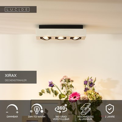 Lucide XIRAX - Deckenstrahler - LED Dim to warm - GU10 - 3x5W 2200K/3000K - Weiß